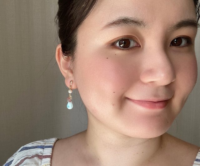 台湾 海の煌めき 14kgf ラリマー アクアマリン ピアス / イヤリング