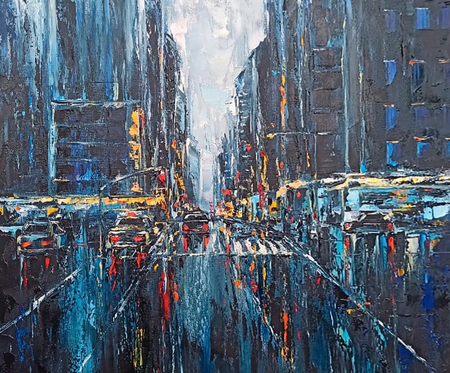 送料無料】ロシア ニューヨーク市オリジナルアート油絵アートワーク