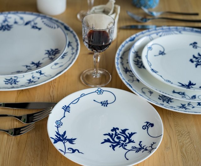 送料無料】台湾 青と白の磁器プレート8 