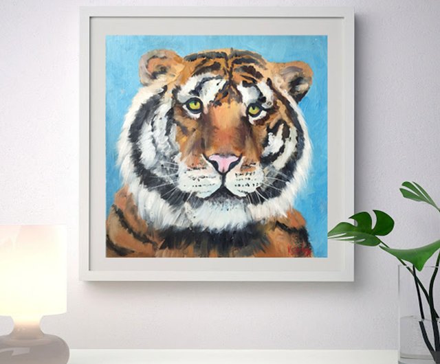 送料無料】ロシア 虎のオリジナルアート 捕食者の油絵 虎の壁アート