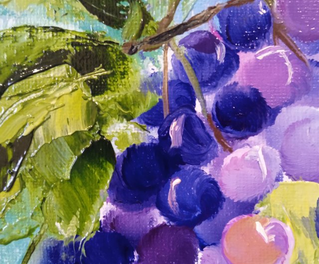 ウクライナ 果物を描いた油絵。原画。ブドウの絵 8*11インチ AboutART