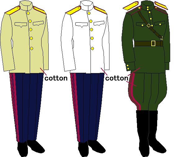 第二次大戦後のソ連軍の制服、階級章、兵科色 1949年式 Soviet