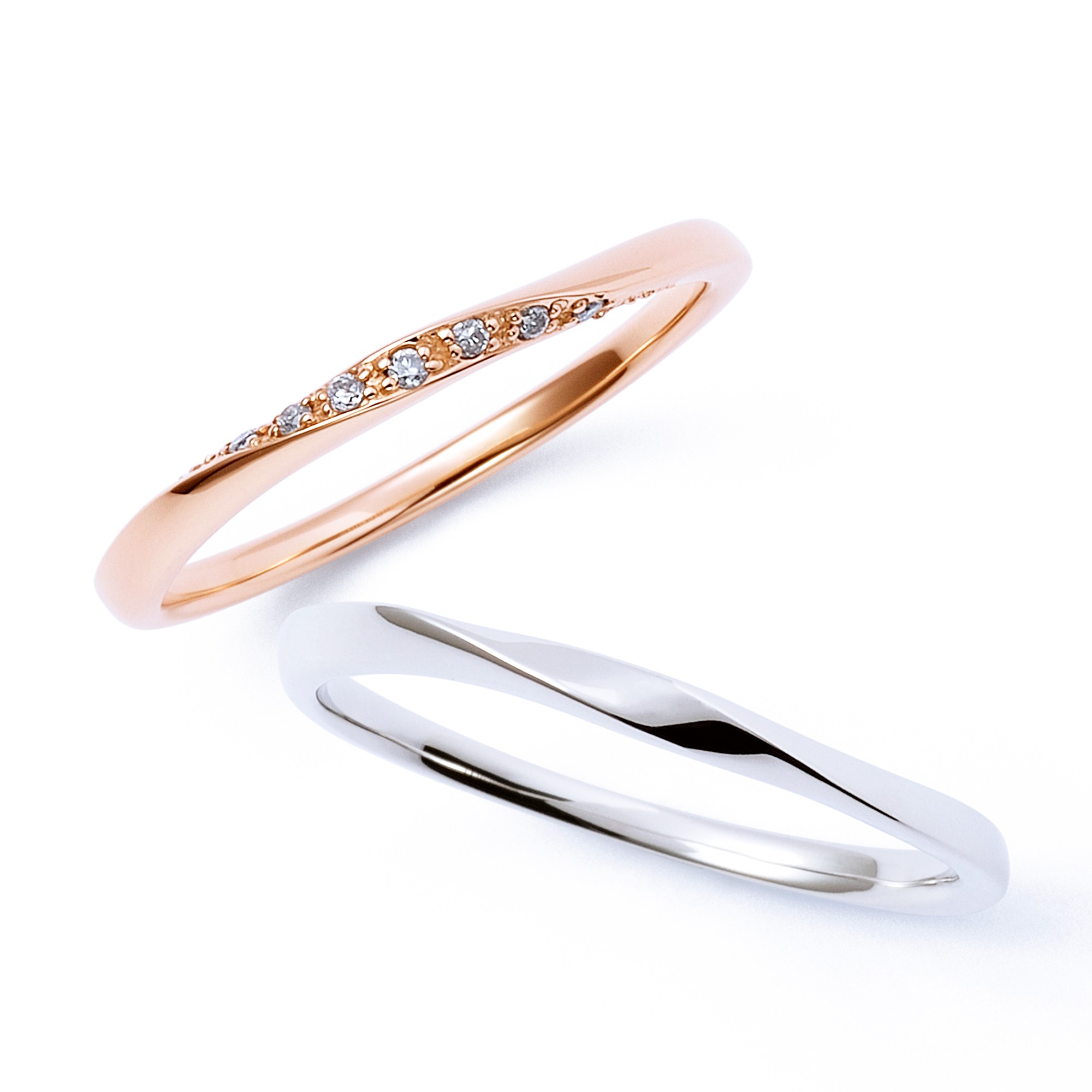 ピンクゴールド＆ホワイトゴールド ペア リング K-R453PG-454WG｜THE