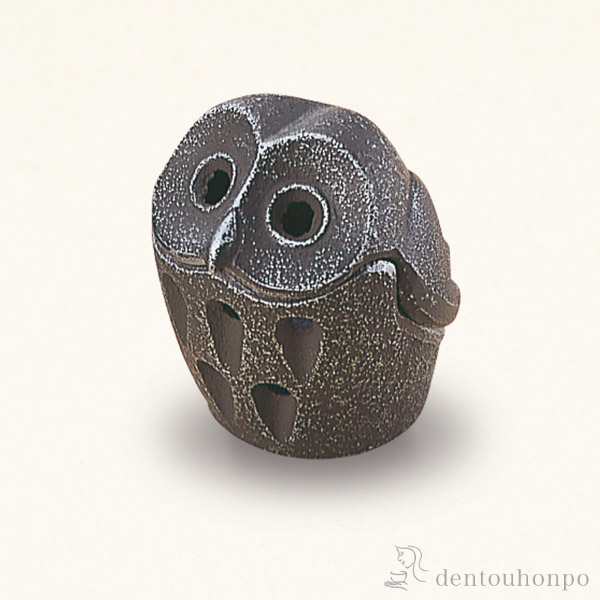 送料無料】 香炉 フクロウ 銀茶 / 岩鋳 お香 線香 リラックス 仏具