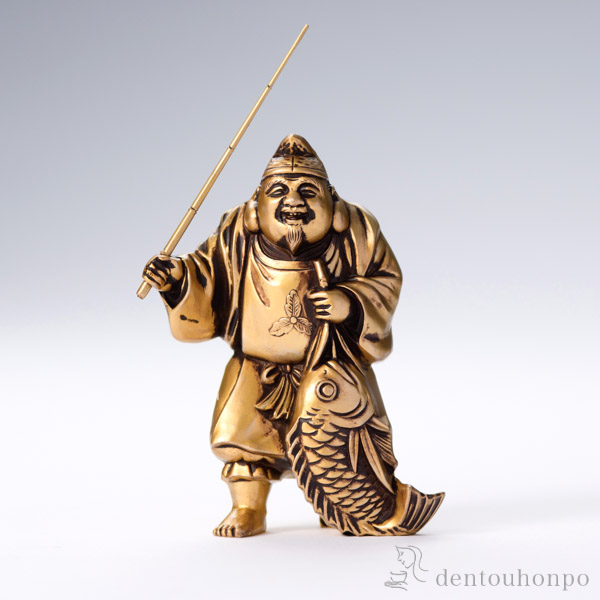七福神 恵比寿 シルキーゴールド / 恵比寿 大黒 宝船 置物 幸運 高岡