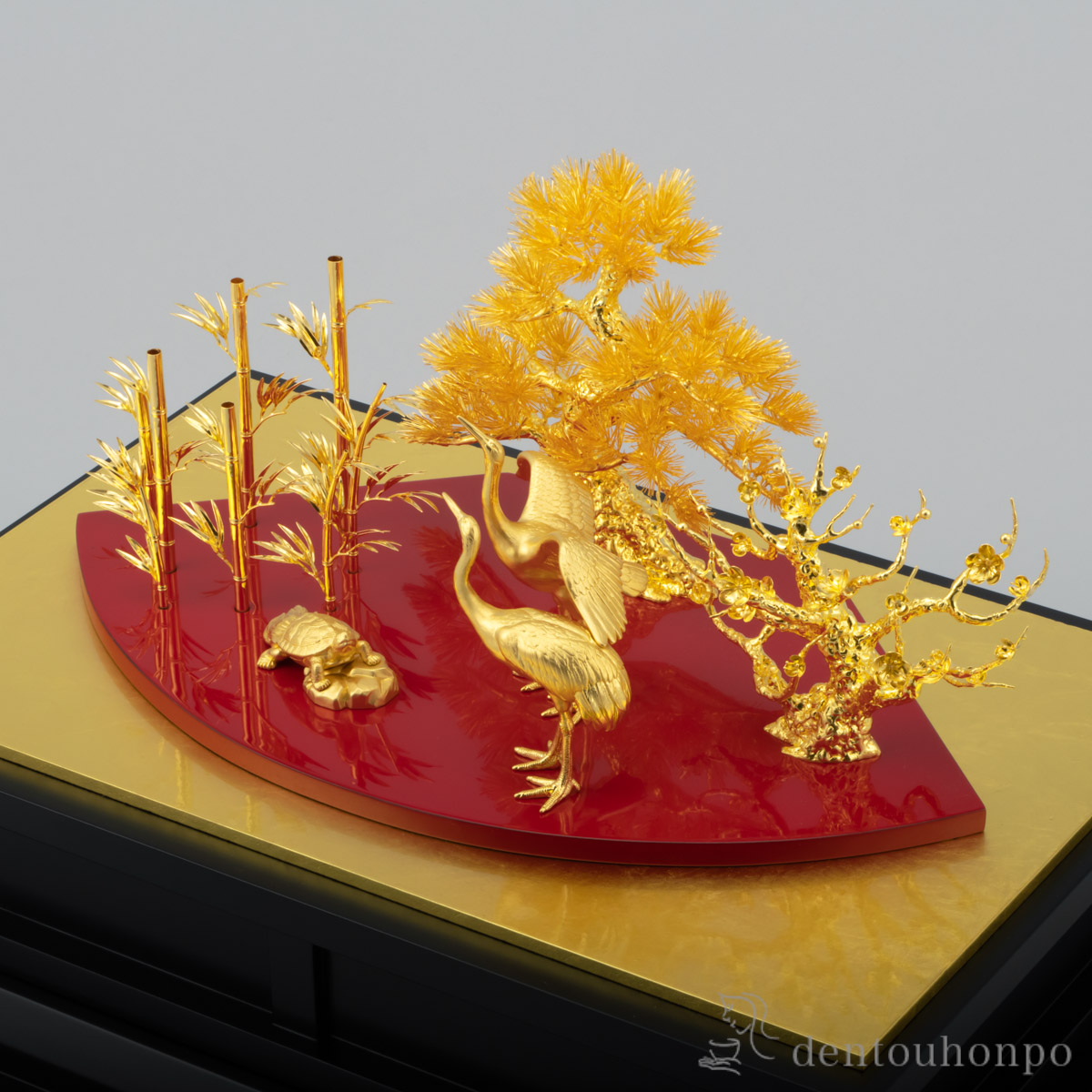 送料無料】 純金 松竹梅鶴亀 B 360g / 高級 コレクション 美術品 工芸