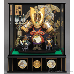 名入れ木札無料】 【送料無料】 五月人形 兜収納飾り 紺糸縅 紫檀 伊達