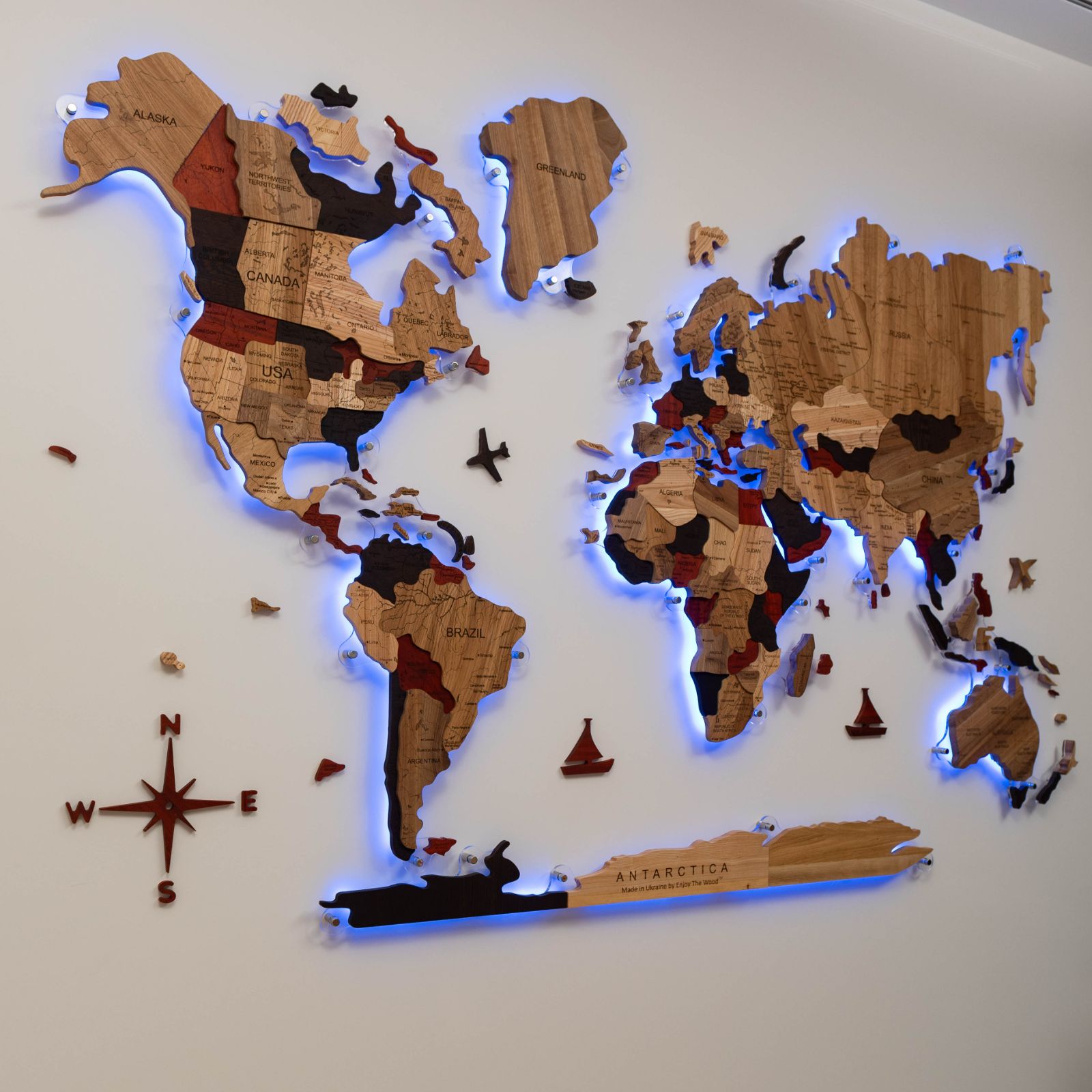 3D Solid Wooden World Map → Enjoy The Wood ‣ Order Now