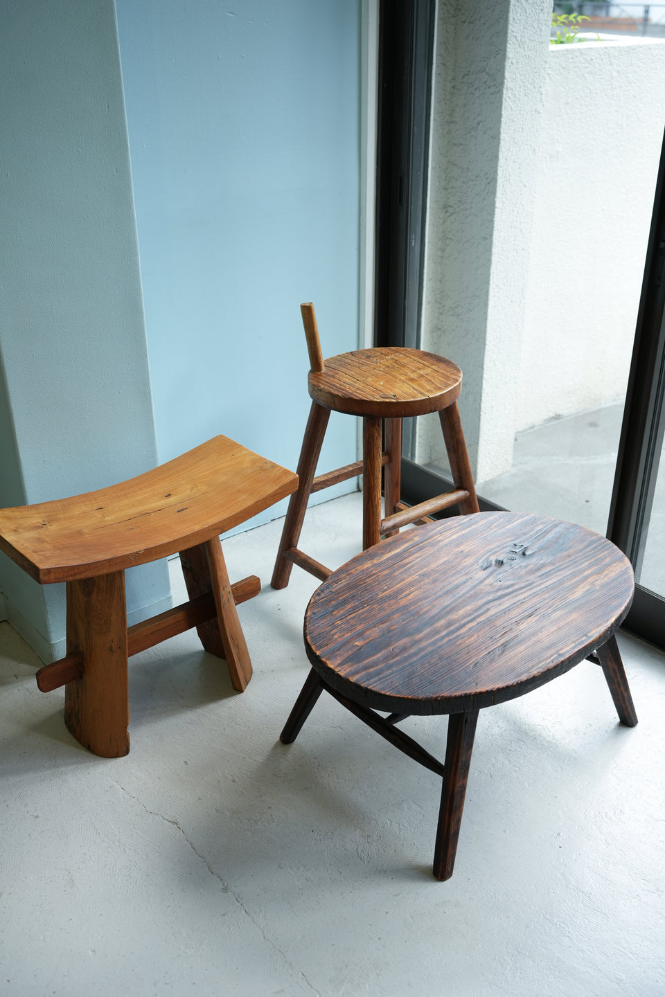 無垢材 ローテーブル スツール 民藝/Solid Wood Low Table Stool