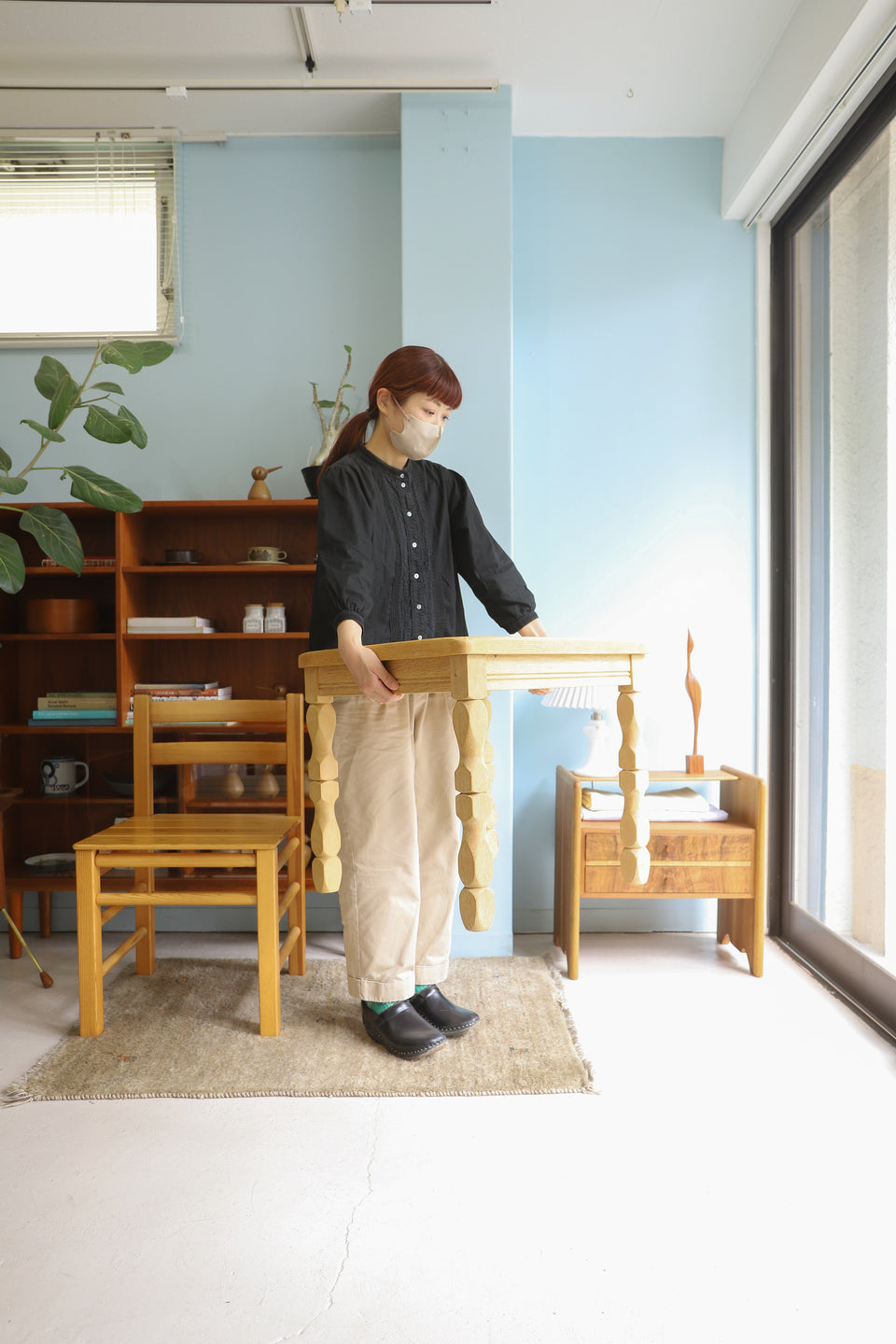 デンマークヴィンテージ タイルトップサイドテーブル オーク材 北欧