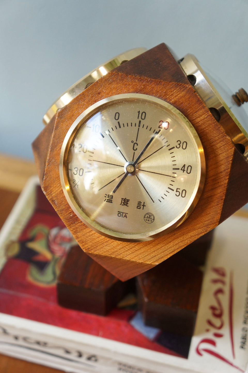 ジャパンヴィンテージ 置時計 温湿度計 レトロインテリア/Japanese