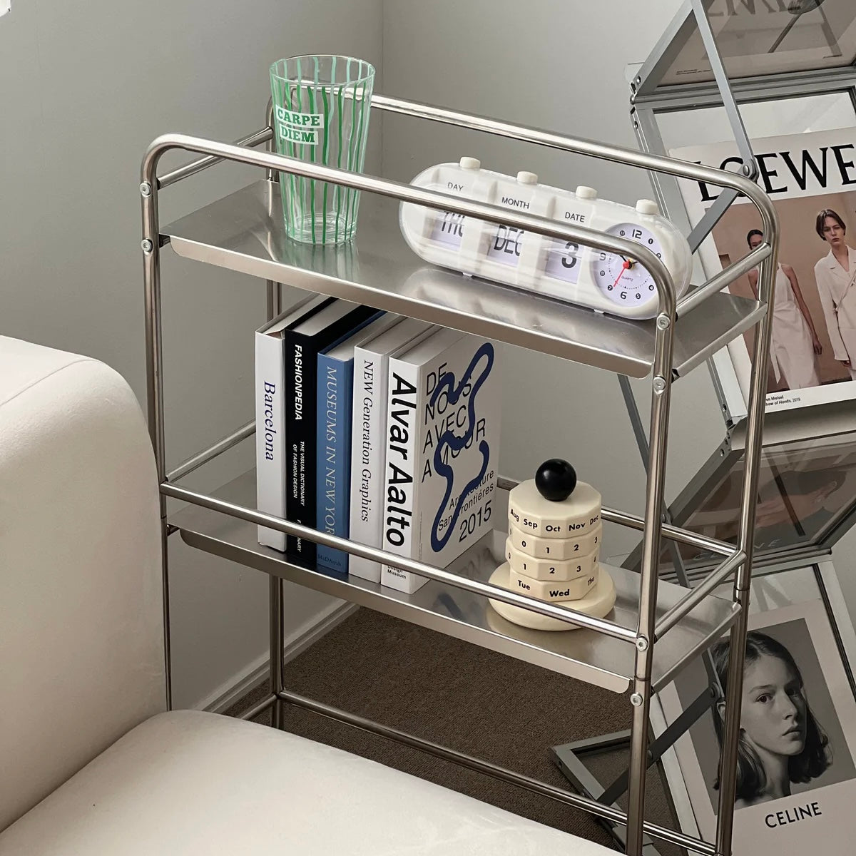 furnihunter【即納】シルバーワゴン/ラック 棚 小物入れ 韓国デザイン