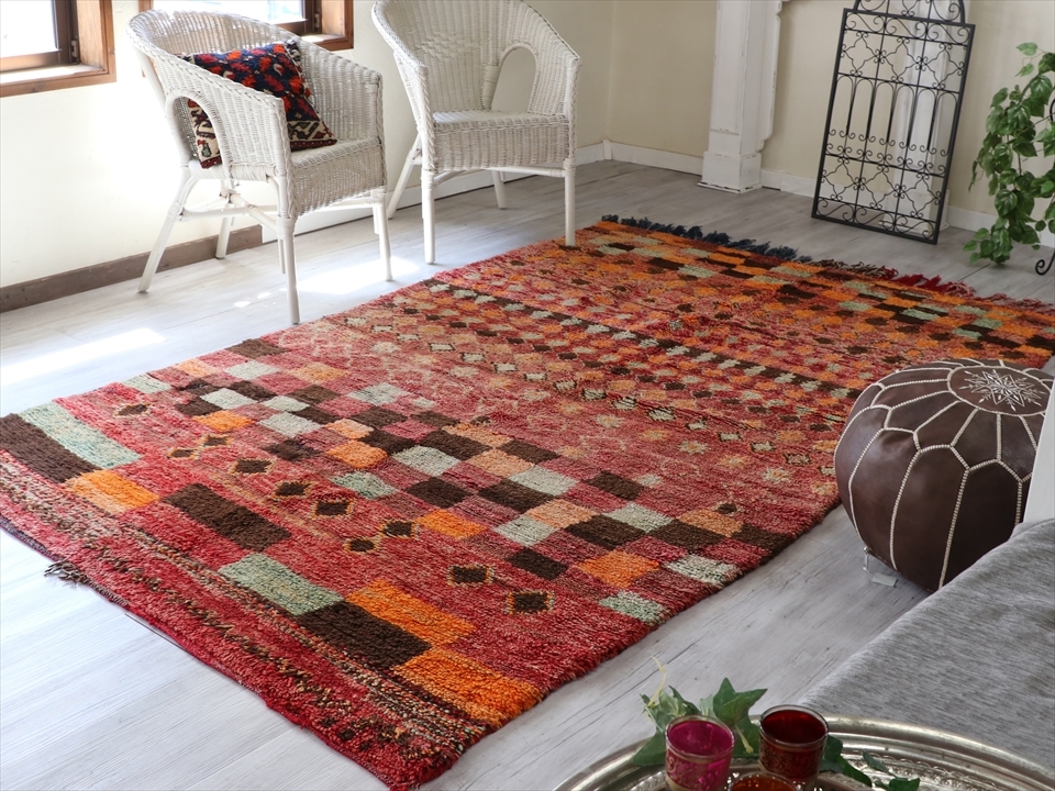 モロッコラグ Morocco Berber rug オールドカーペット エリアラグ266