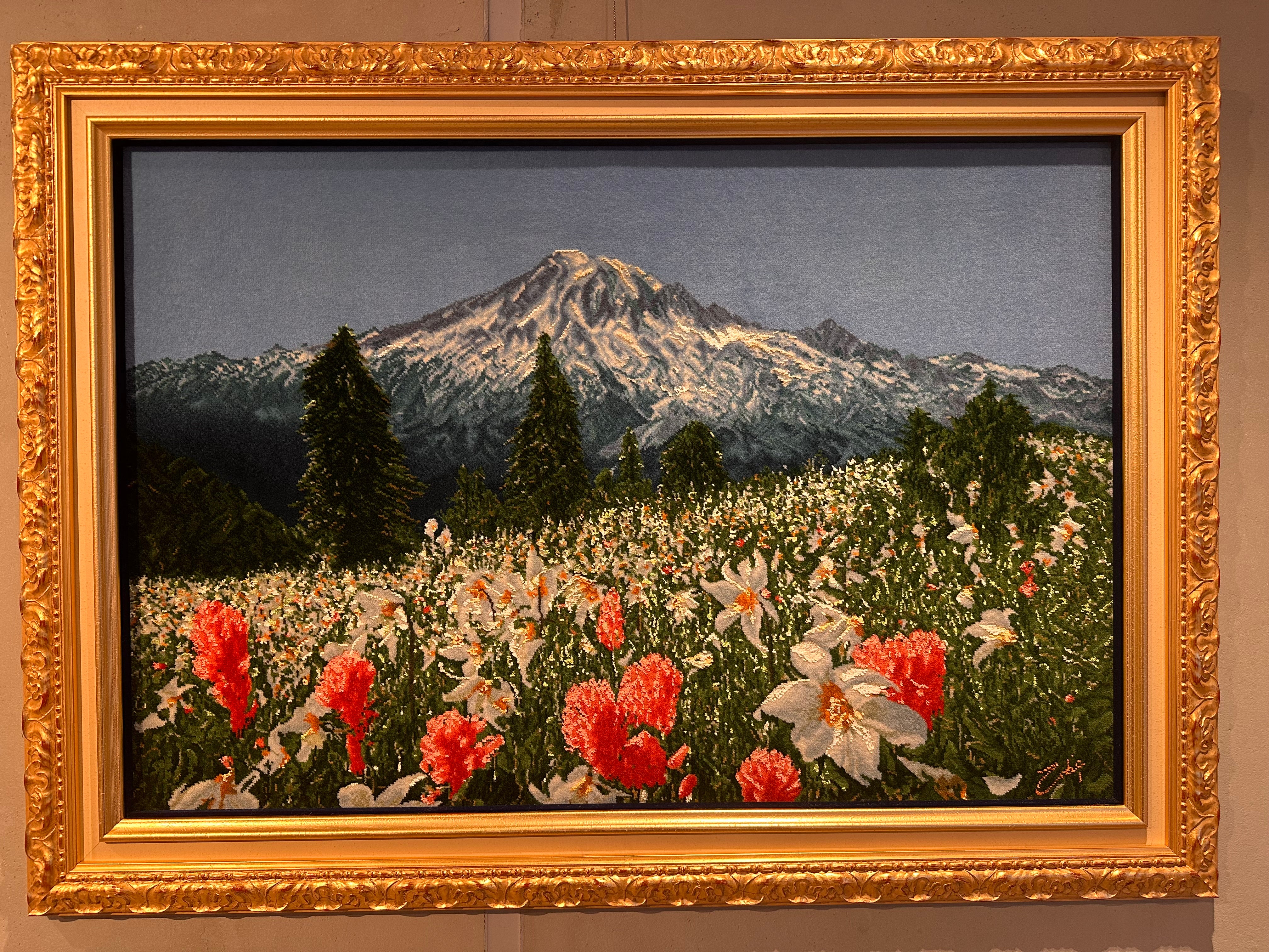 新着】ペルシャ絵画絨毯 [絨毯53×76cm [額込]63×87cm 手織り(PPC-0087