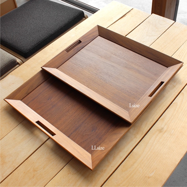 フロアトレイ L （アッシュ/ウォールナット）」木の大容量食器トレー