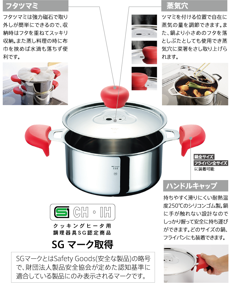 アウトレット]22cn両手鍋＆蒸し器セット／IH専用 | アウトレット | K+