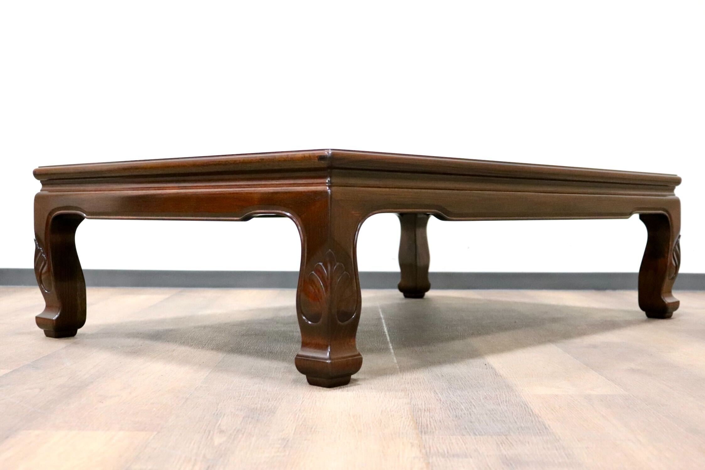 BKK94 伝統工芸 大阪唐木指物 尾崎作 花梨 無垢材 座卓 5尺 トップ