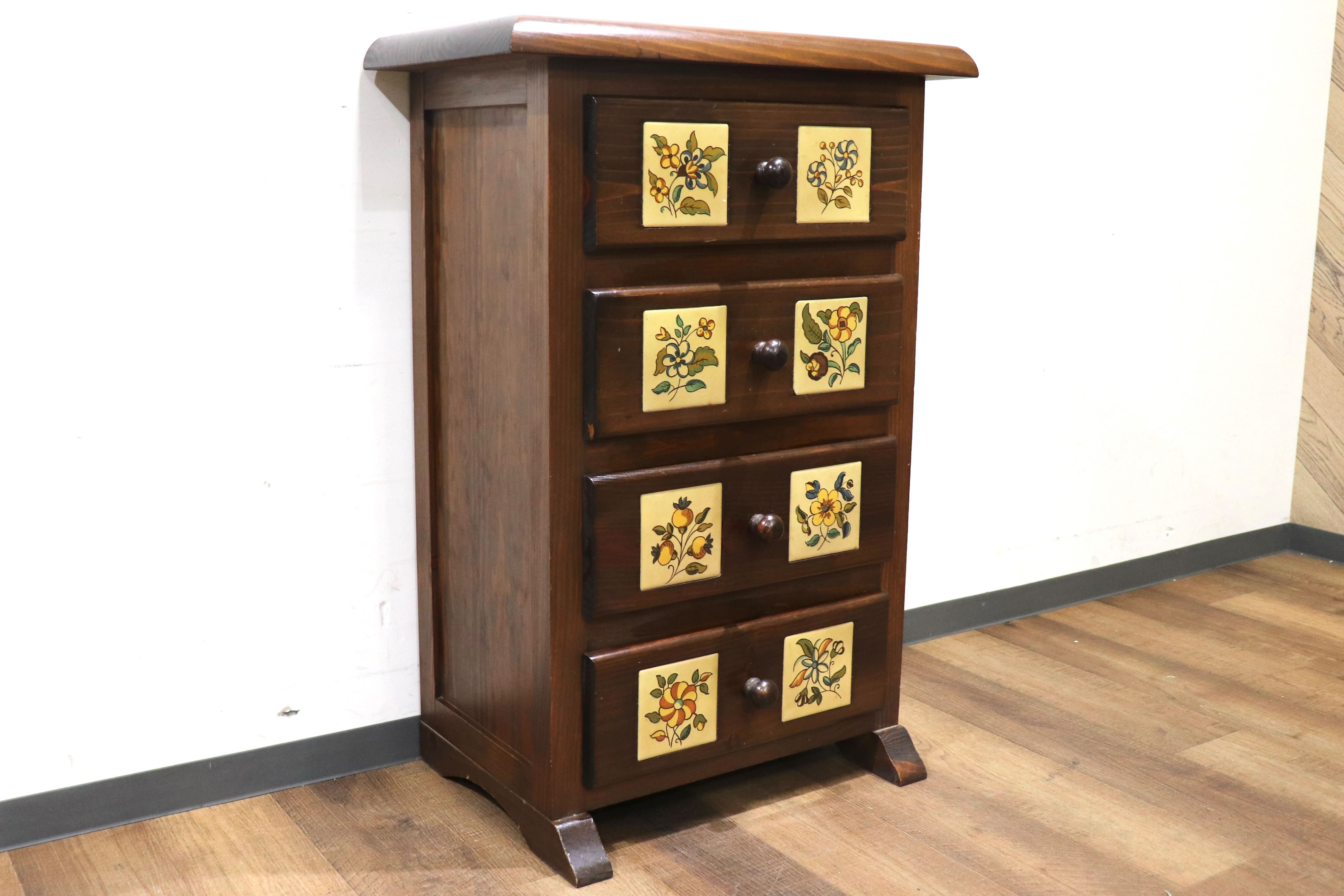 GMHK548○バレンシア家具 スペイン製 タイルチェスト 4段チェスト