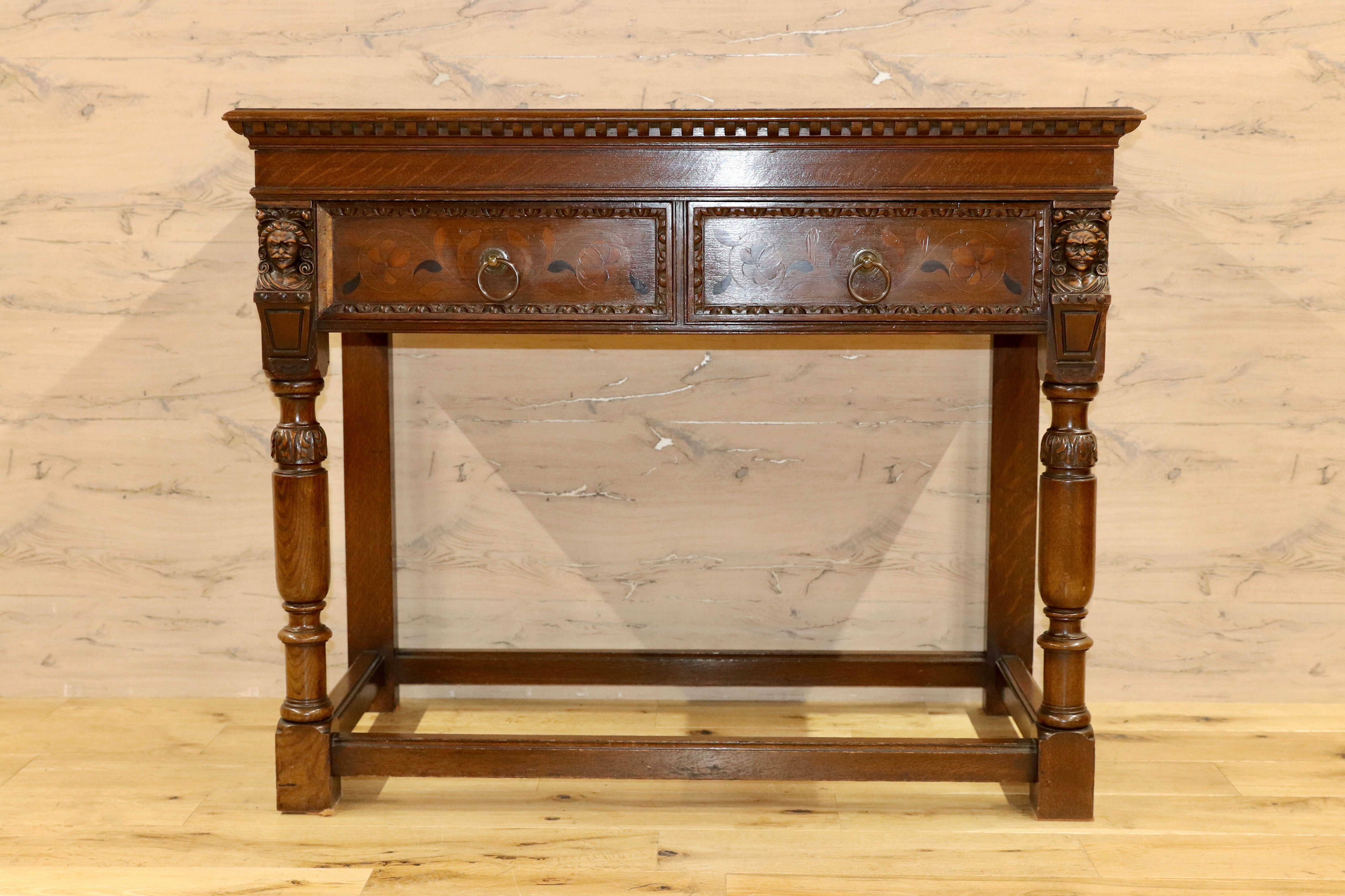 GMGN494○英国 イギリス 西洋 アンティーク コンソールテーブル 作業台