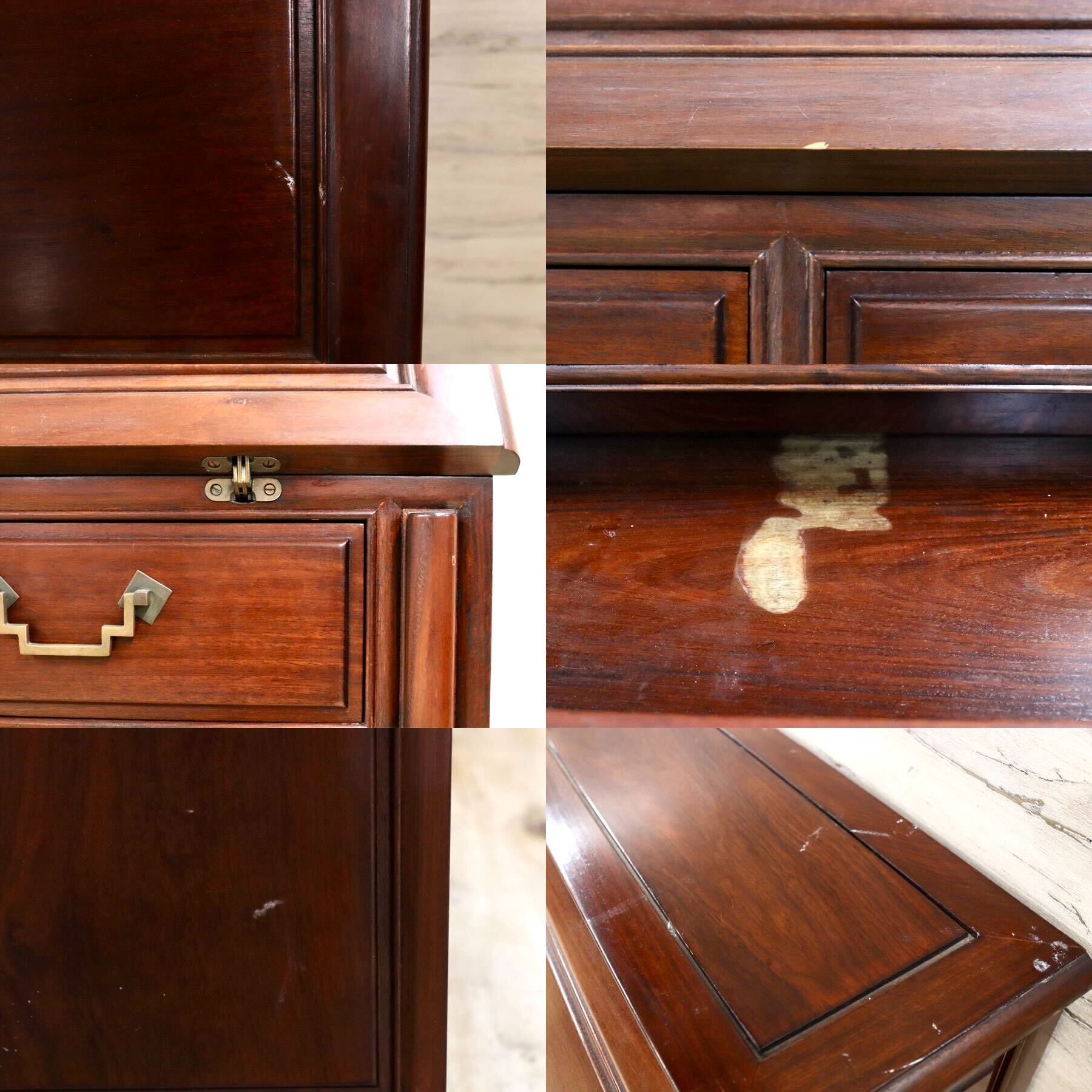 GMGH23○中国美術 花梨 唐木 ライティングビューロー デスク 机