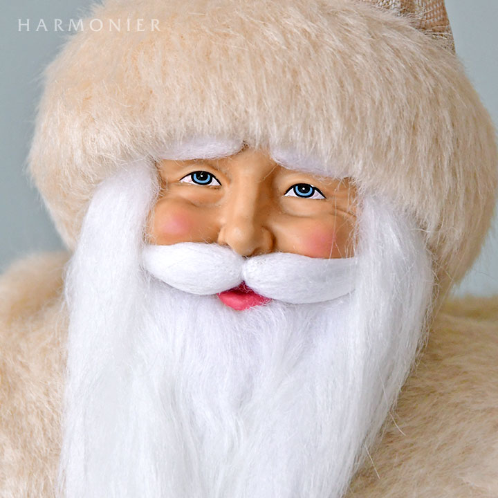 サンタクロースフィギュアホワイト/ゴールドボール42cm｜クリスマス