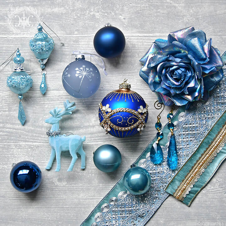 グラスビーズオーナメント/ブルー2コセット｜クリスマス雑貨の通販