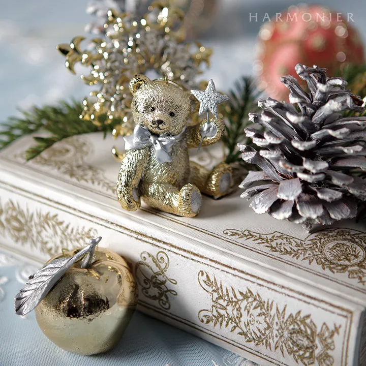 ゴールドアップル＆ペアーオーナメント2コセット｜クリスマス雑貨の