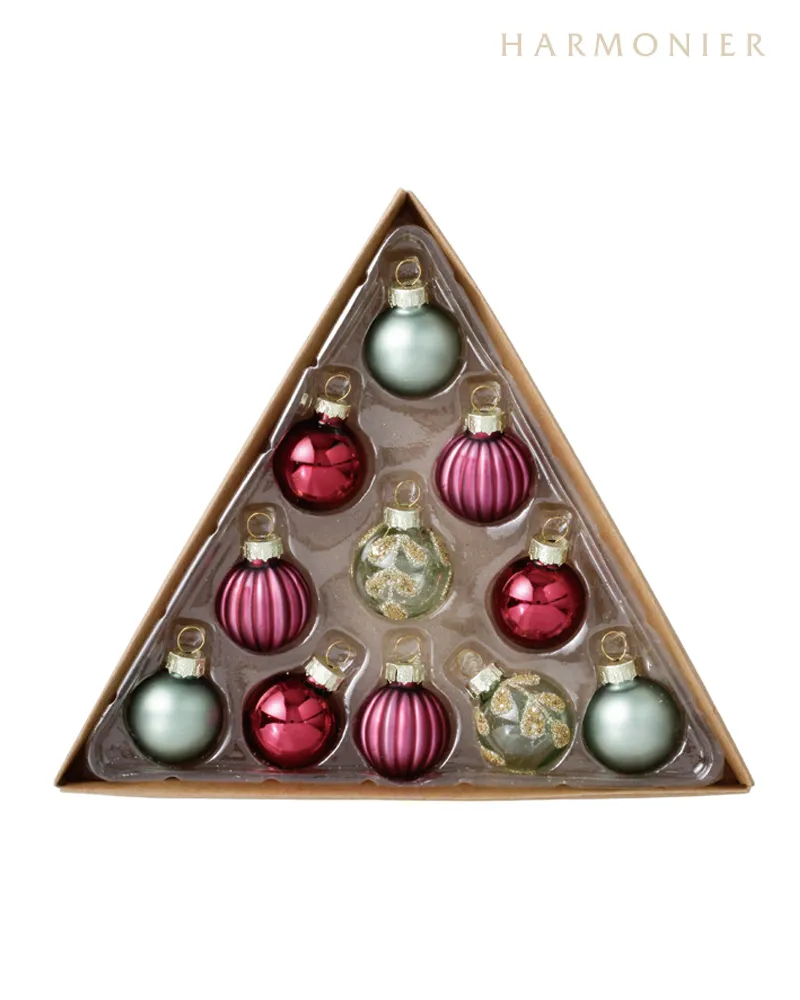 ミニグラスボールセット/ゴールドミックス3cm11コ入り｜クリスマス雑貨