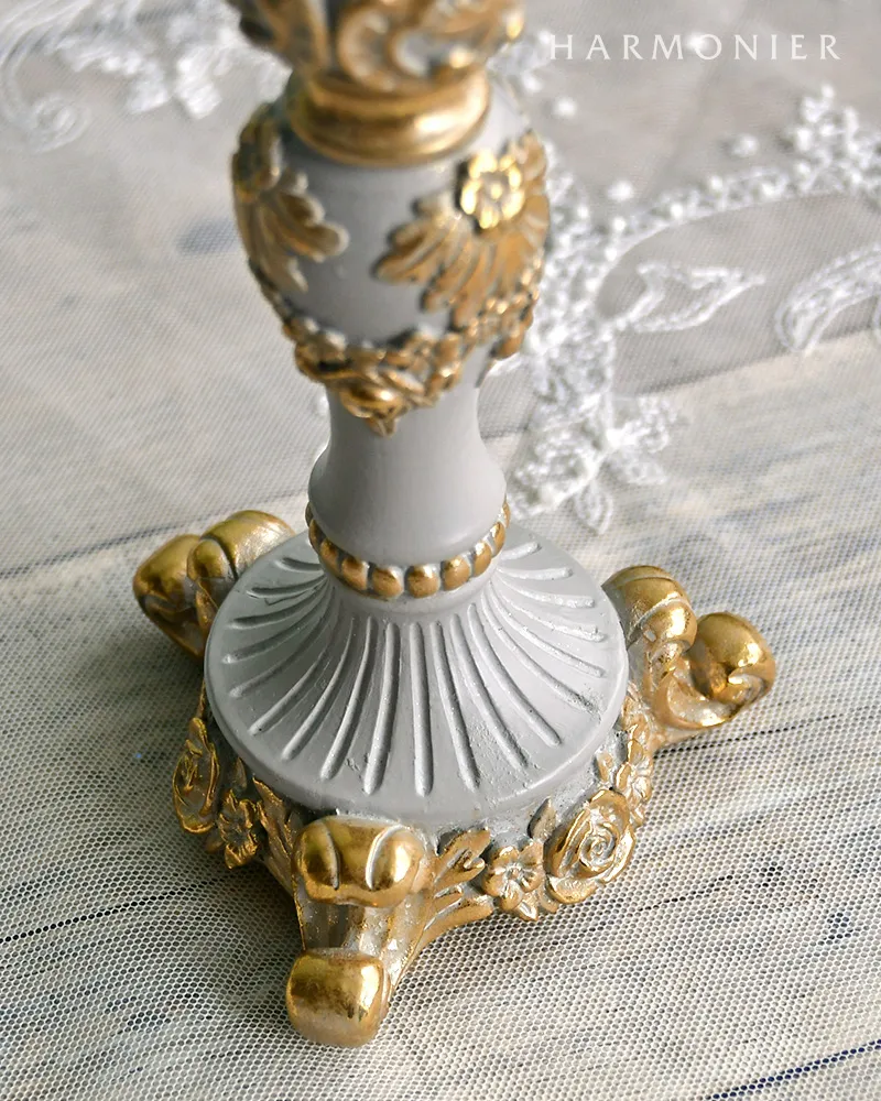 ローズテーパーキャンドルホルダー/グレイゴールド｜クリスマス雑貨の