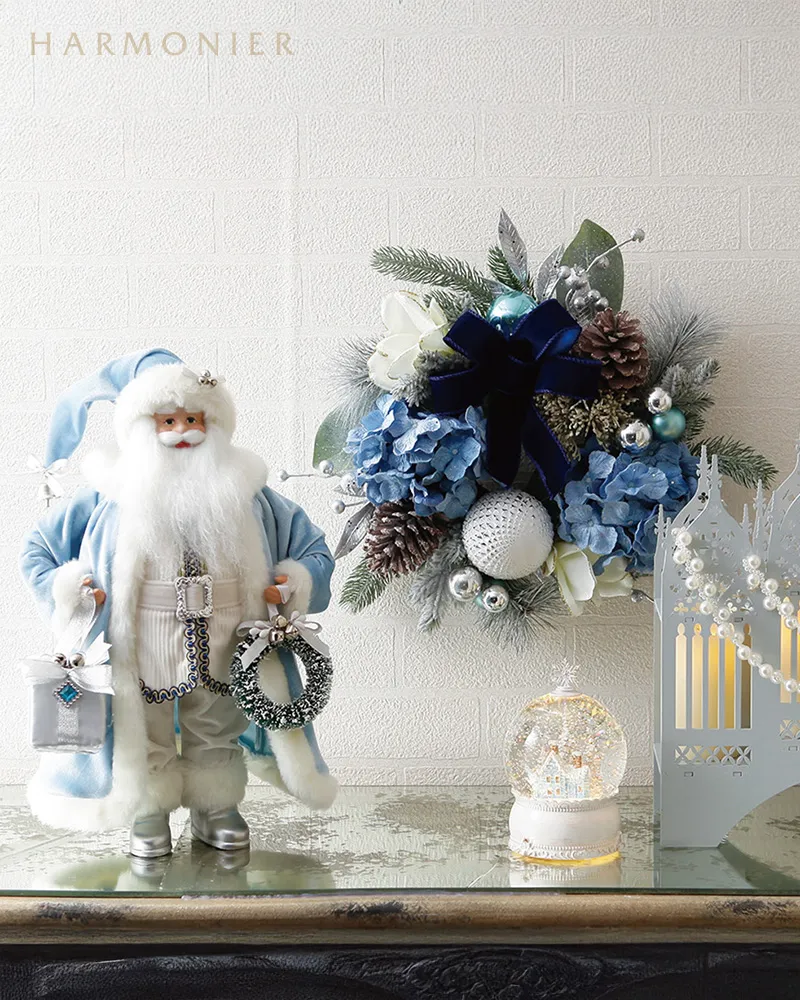 ウインターブルークリスマスリース40cm｜クリスマス雑貨の通販