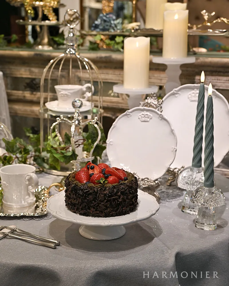 LEDスウィールテーパーキャンドル2本セット/オリーブ｜クリスマス雑貨