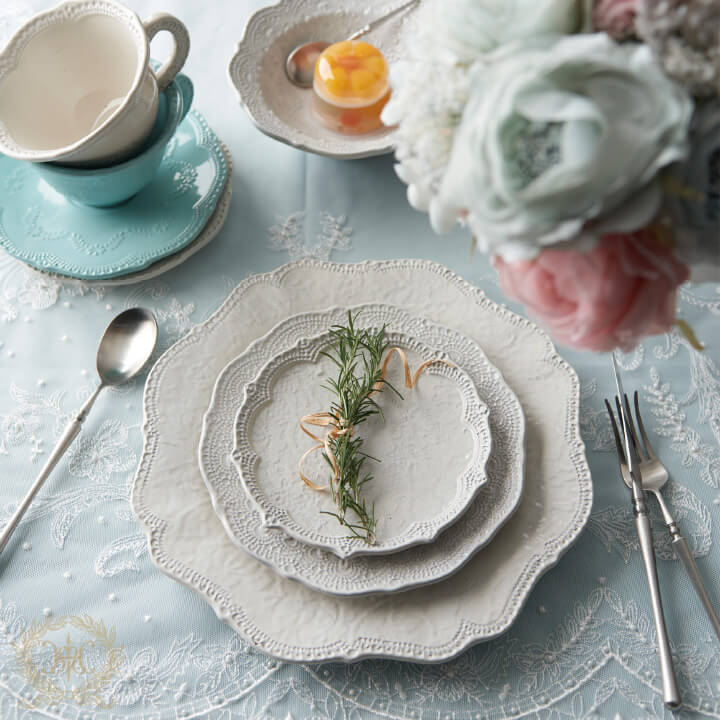 クリームレースプレート20cm/イタリア製｜輸入食器・雑貨の通販