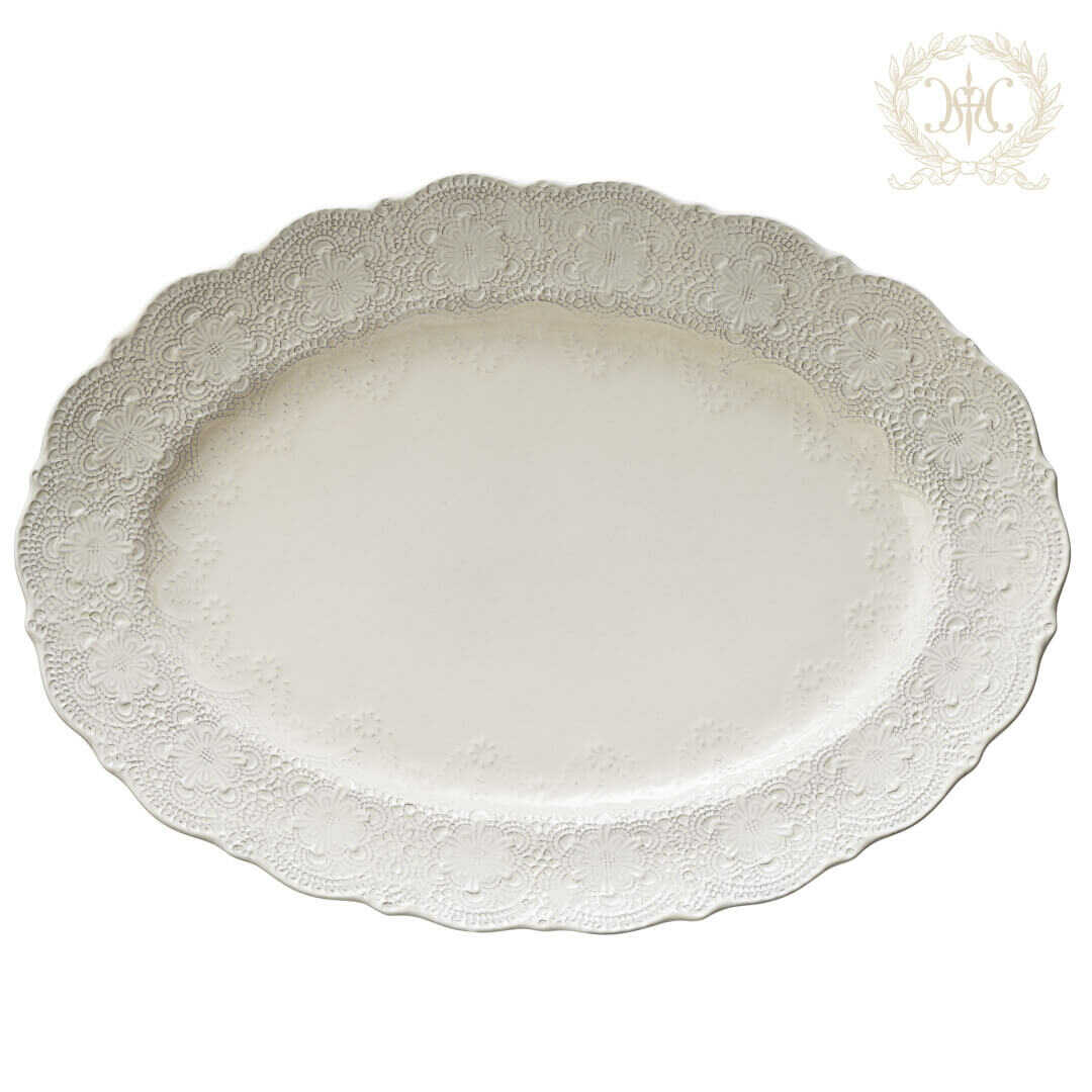 クリームレースオーバルプレート/イタリア製｜輸入食器・雑貨の通販