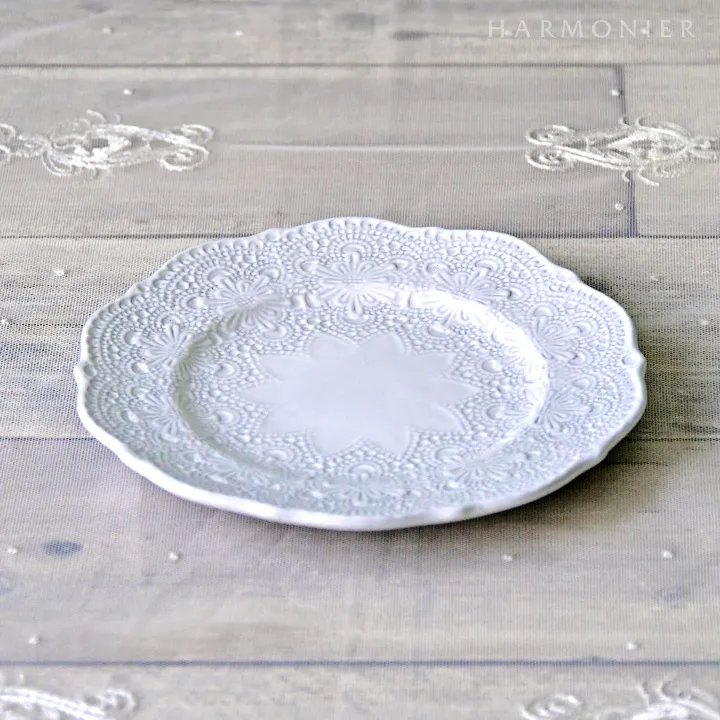メルレットホワイトレースプレート20cm/イタリア製｜輸入食器・雑貨の