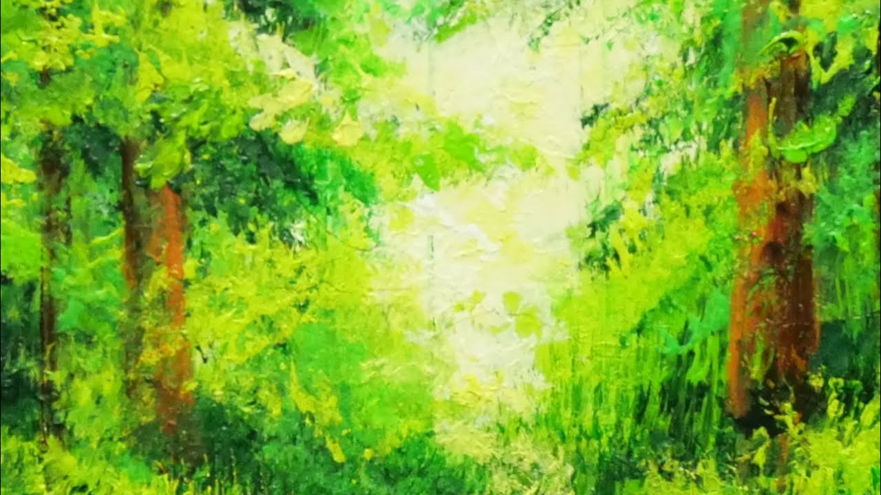 油彩画 自然風景 青と緑の色合い 油絵風景画 絵画 風景 （1） 油絵風景