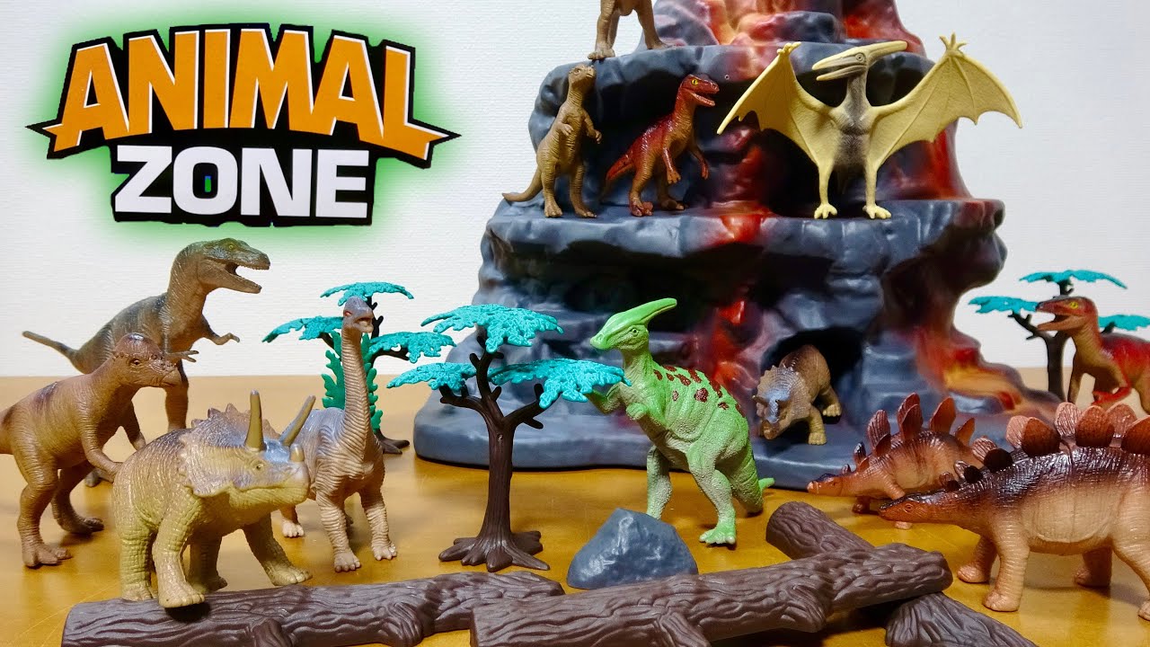 Thin volcano! Set of dinosaur figures in Animal Zone 30 piece set