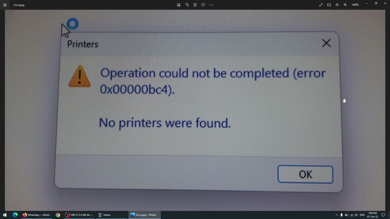 Quick Workaround] Win11 Error 0x00000bc4 No printers were found