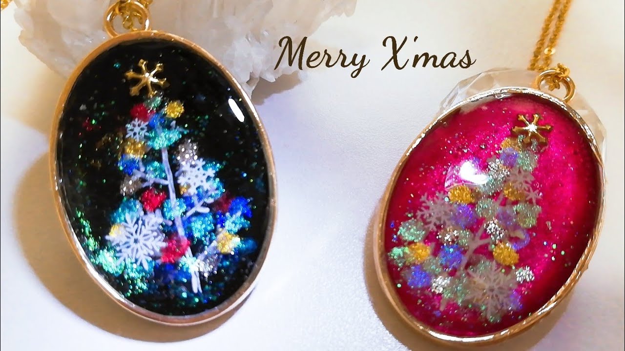 レジン🎄イルミネーション風クリスマスツリーのペンダント🎄🎅✨resin