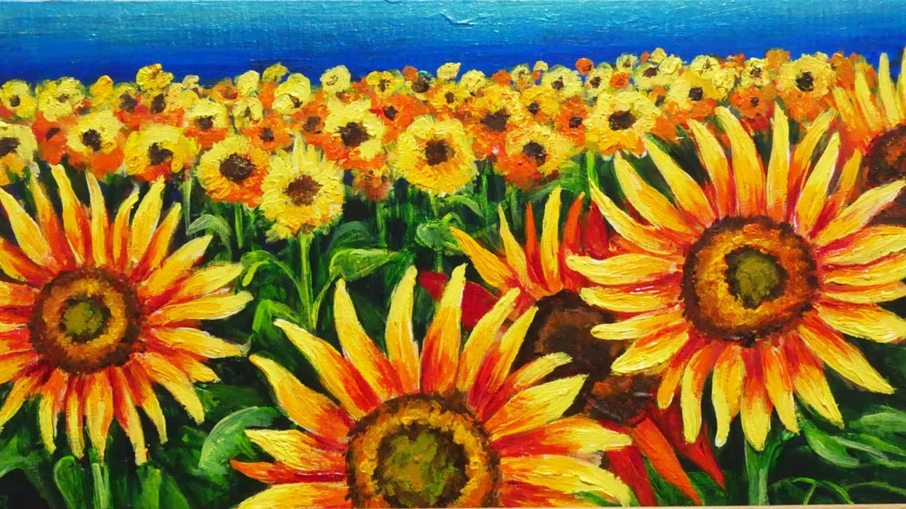 油絵】【海のひまわり畑】 #油絵 #手書き #アート #絵画販売 #絵画 #絵
