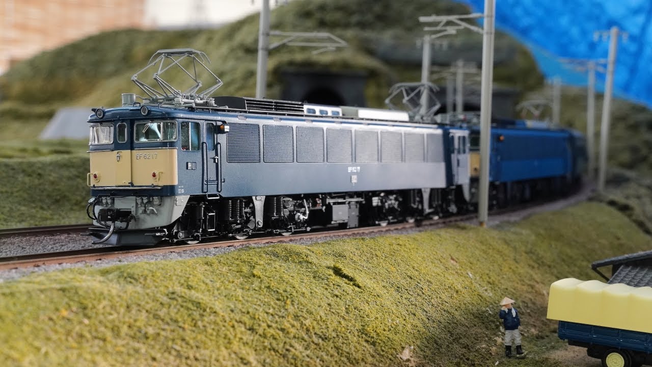 HOゲージ 16番 ムサシノモデル EF62 17 + 1 急行「越前」 - YouTube