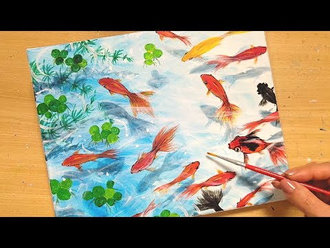 How to draw [Goldfish] with acrylic paint / Summer tradition