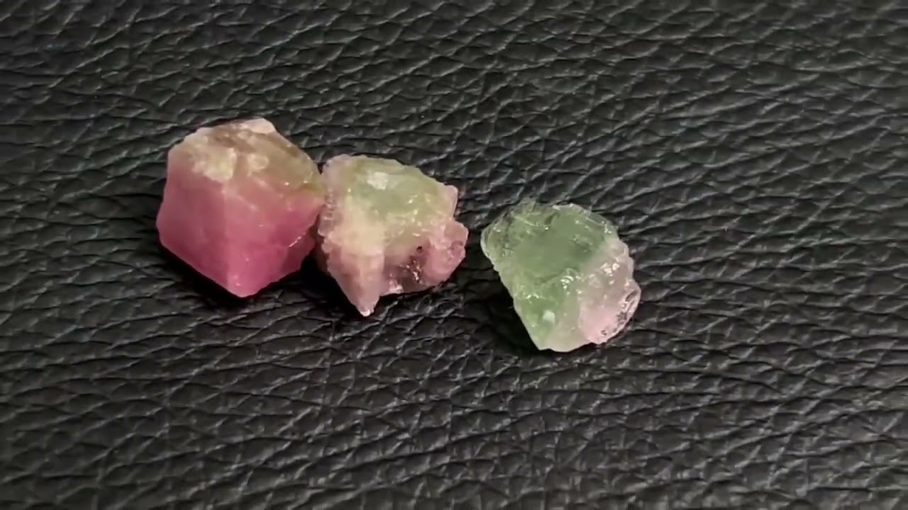 カリフォルニア産バイカラートルマリン原石 3点セット トータル 14.6