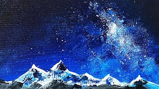 Winter starry sky with acrylic paint | How to draw acrylic