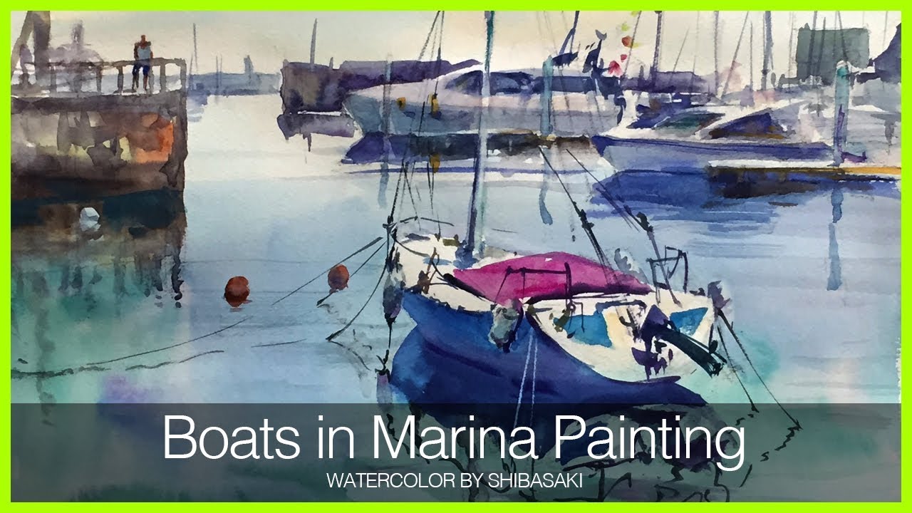 Eng sub] Boats in Marina Painting Easy Tutorial Tips for painting