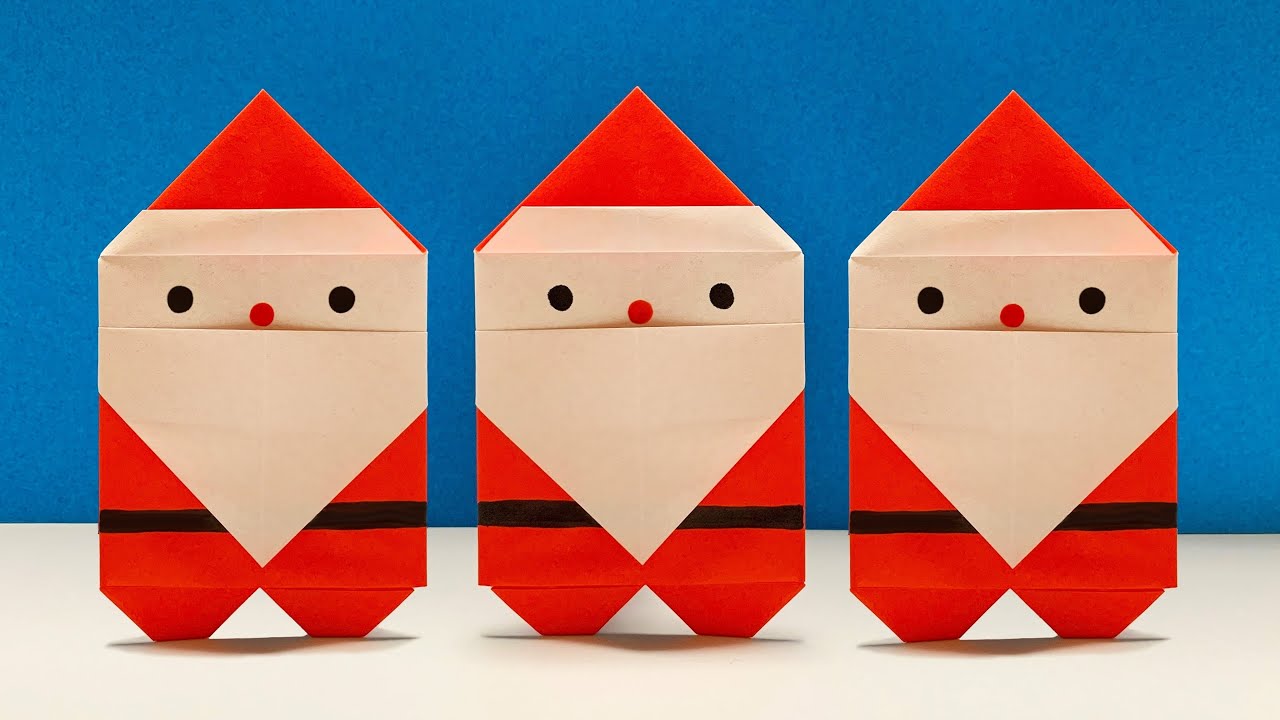 クリスマス 折り紙】サンタクロースの作り方🎅How to make paper Santa
