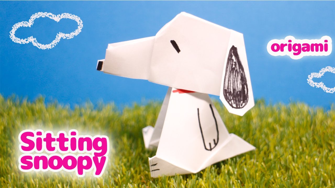 origami】Sitting snoopy（スヌーピー・折り紙） - YouTube