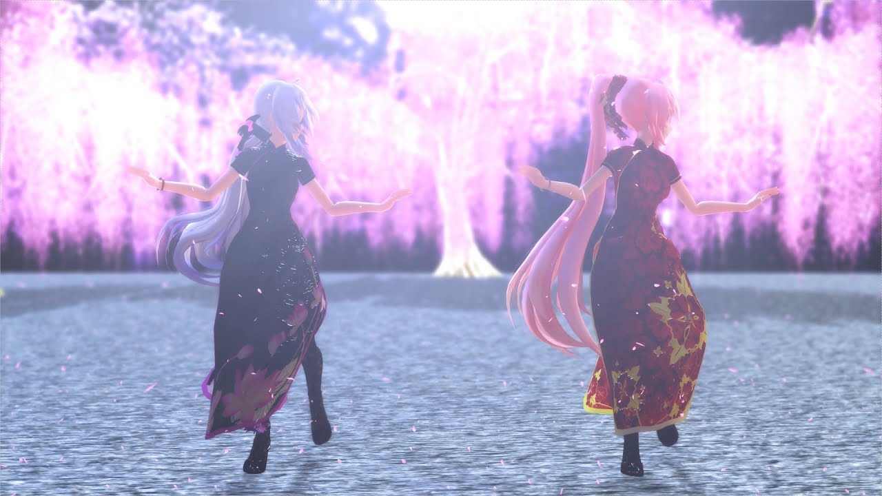 MMD】弱音ハクと巡音ルカがチャイナドレスで「 トキヲ・ファンカ