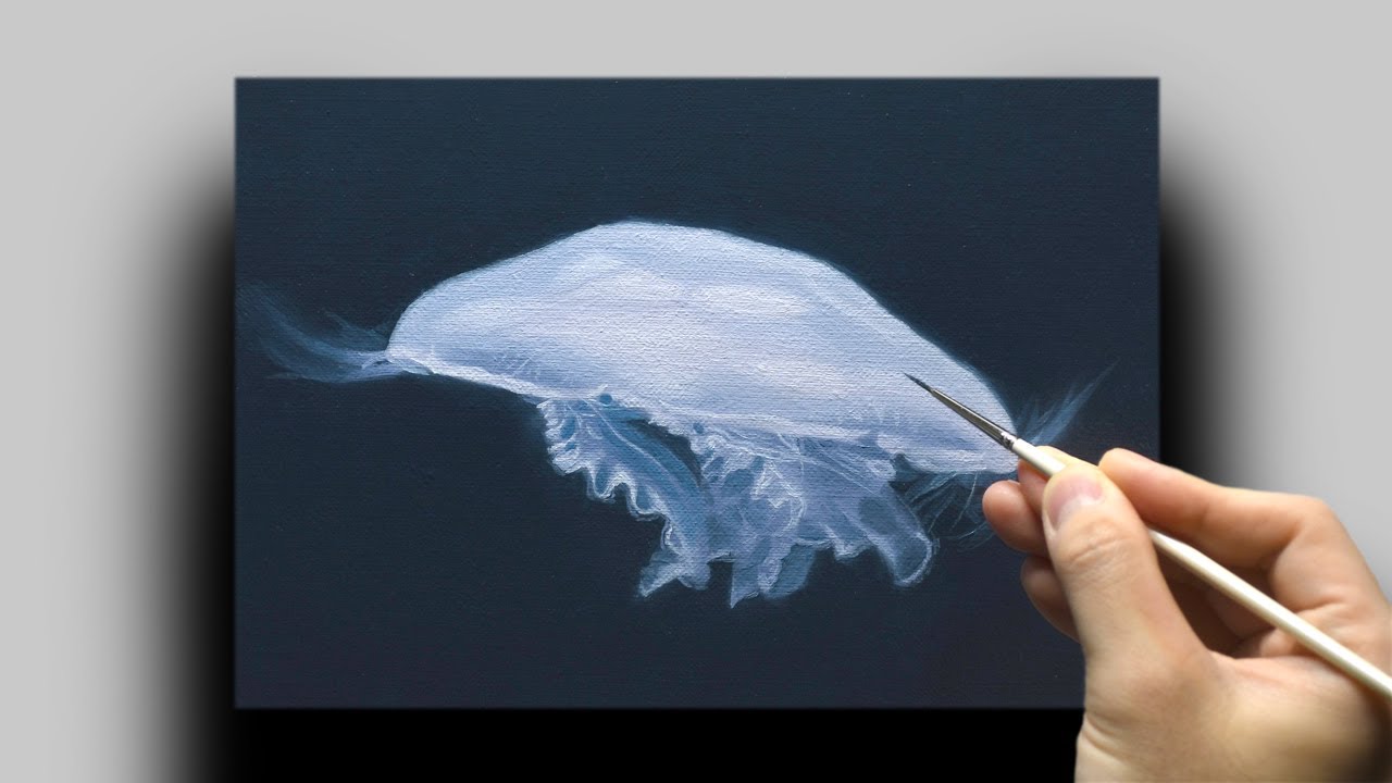 油絵] 1時間30分で描くリアルなクラゲのメイキング | 描き方 | Oil