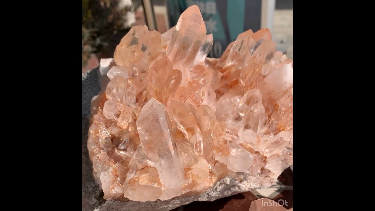 高品質・インド/グラハン産]オレンジヒマラヤ水晶クラスター/原石