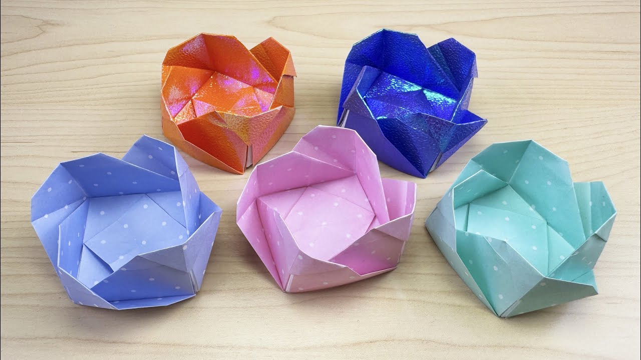 折り紙】可愛いバラの箱✨How to make paper BOX#박스#薔薇#ばら#バラ
